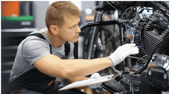 Mechanic working on a bike